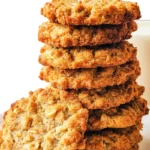 Stack of golden brown cookies made using a keto oatmeal cookie recipe, with a chewy texture and low-carb ingredients.