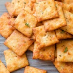 Crispy homemade keto crackers recipe made with almond flour and cheese, baked until golden and crunchy