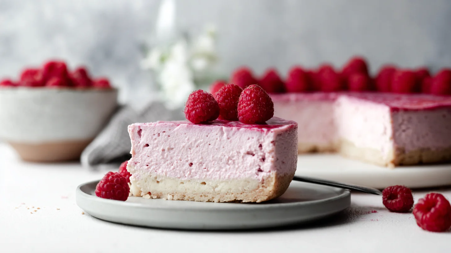 Keto Raspberry Cheesecake with Almond Flour Crust