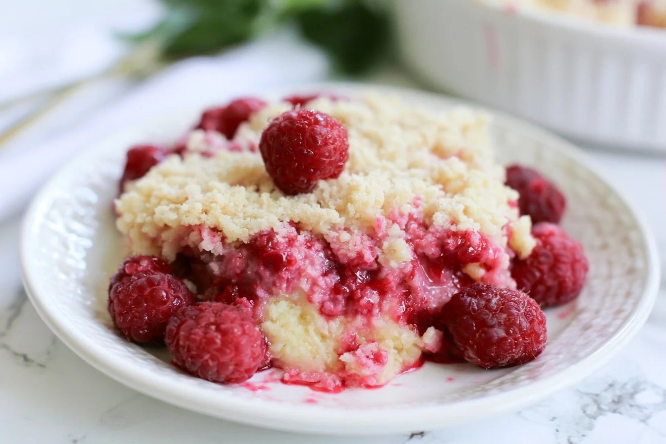 Keto Raspberry Crumble With Golden Almond Flour Topping