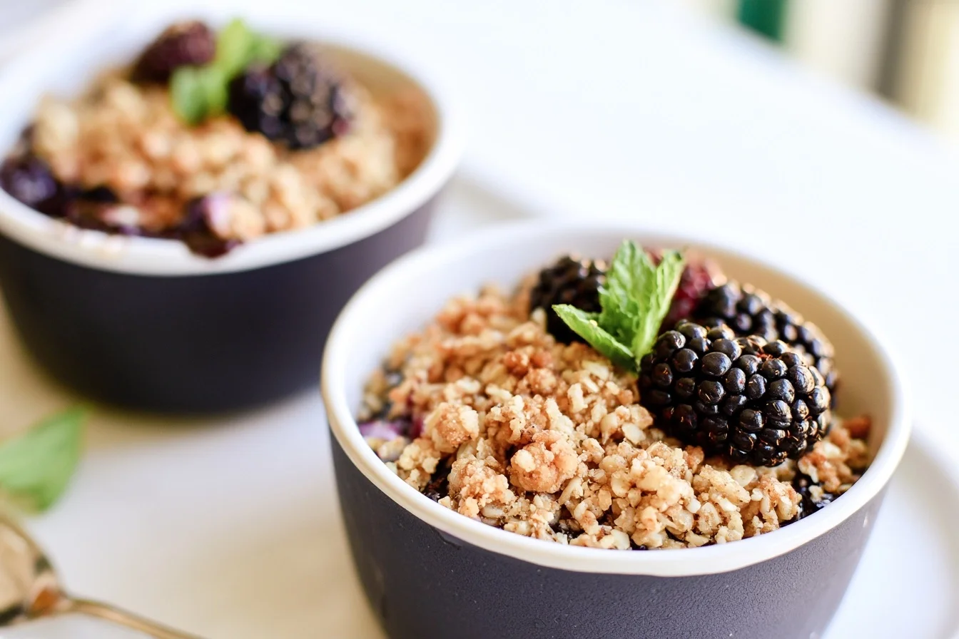 Keto Blackberry Crumble With Buttery Almond Flour Topping