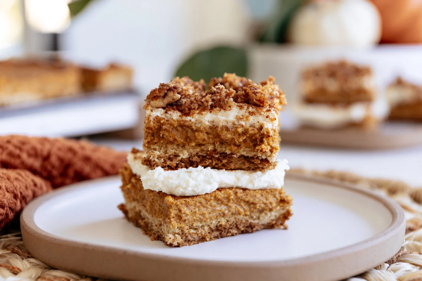 Keto Pumpkin Spice Bars with Cream Cheese Frosting