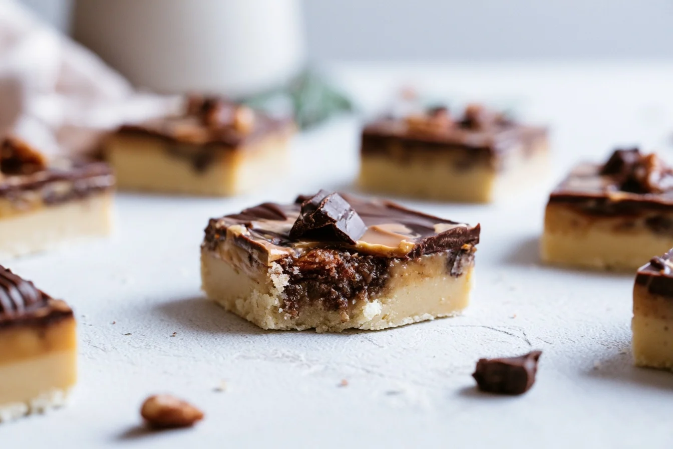 Keto Turtle Bars with Gooey Caramel and Pecans
