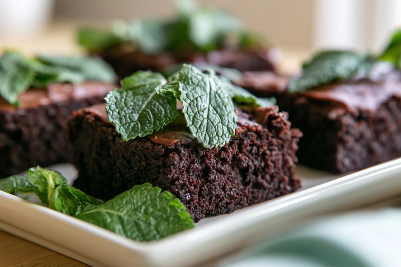 Keto Mint Brownies With a Creamy Peppermint Layer
