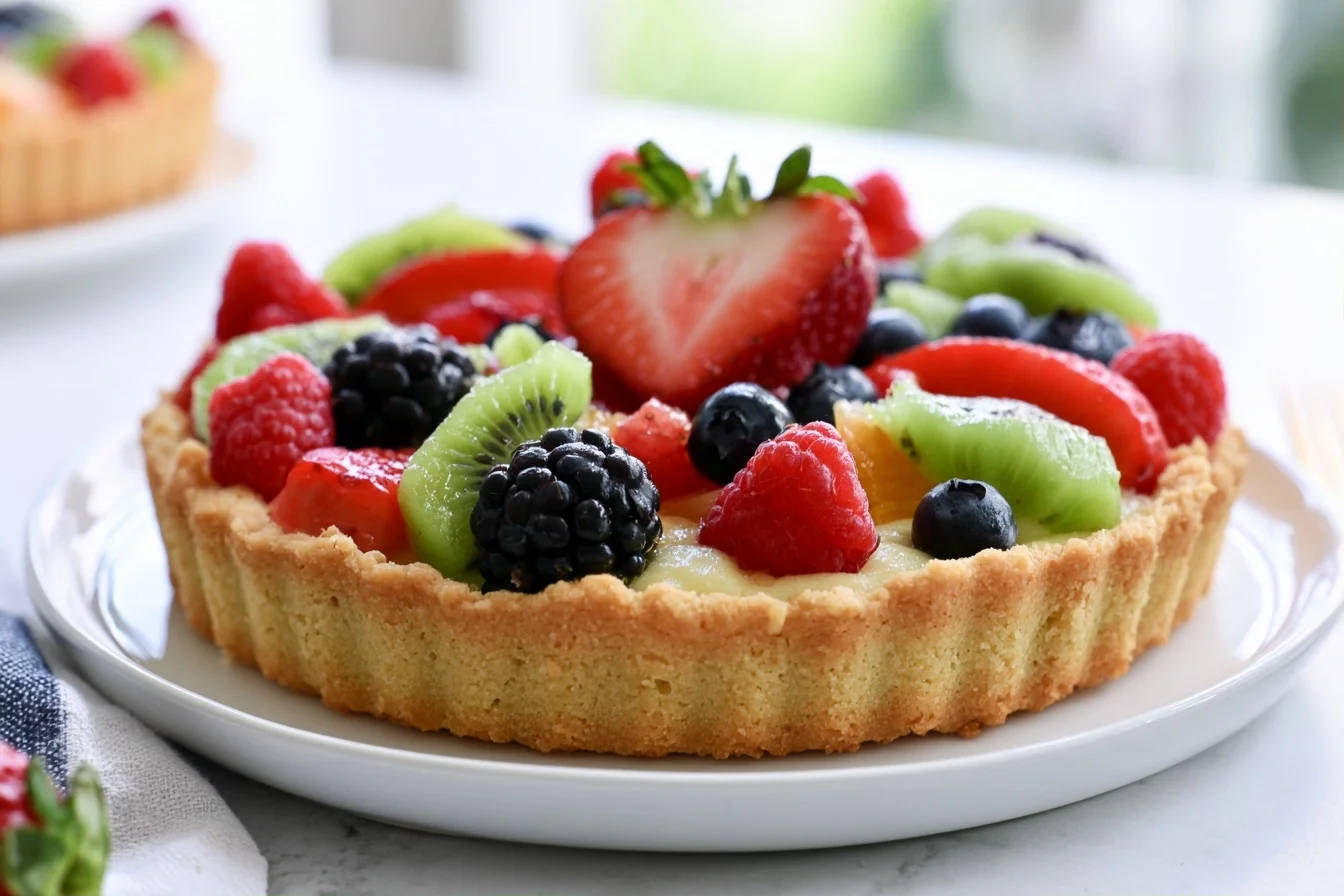 Keto Fruit Tart with Almond Crust and Cream Cheese Filling